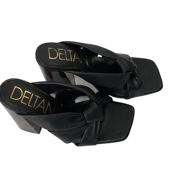 Deltan Leather Tortoise Block Heel Pump Size 6.0M NEW WITHOUT TAG - Picture 3 of 9